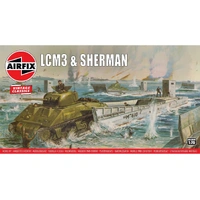 Airfix 1/76 LCM3 & Sherman Tank Plastic Model Kit 