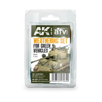 AK Interactive Weathering: Green Vehicles Weathering Enamel Paint Set [AK064]