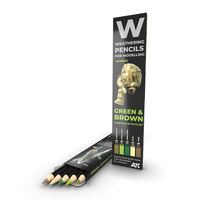 AK Interactive Weathering: Green And Brown Camouflages Watercolour Pencil Set [AK10040]