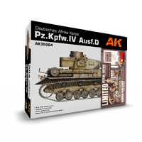 AK Interactive Pz.Kpfw.IV Ausf.D Afrika Korps + 5 Figures German Tank Crew Plastic Model Kit