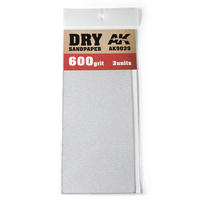 AK Interactive Dry Sandpaper 600 Grit. 3 units [AK9039]