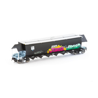 Auscision Models HO BGVF Grain Hopper, Black with SSR Logos, Grain Lids and Graffiti - Single Car