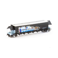 Auscision Models HO BGVF Grain Hopper, Black with SSR Logos, Grain Lids and Graffiti - Single Car