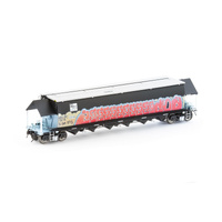 Auscision Models HO BGVF Grain Hopper, Black with SSR Logos, Grain Lids and Graffiti - Single Car