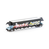 Auscision Models HO BGVF Grain Hopper, Black with SSR Logos, Grain Lids and Graffiti - Single Car