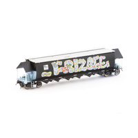 Auscision Models HO BGVF Grain Hopper, Black with SSR Logos, Grain Lids and Graffiti - Single Car