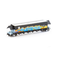 Auscision Models HO BGVF Grain Hopper, Black with SSR Logos, Grain Lids and Graffiti - Single Car