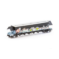 Auscision Models HO BGVF Grain Hopper, Black with SSR Logos, Grain Lids and Graffiti - Single Car