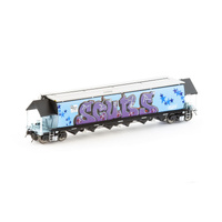 Auscision Models HO BGVF Grain Hopper, Black with SSR Logos, Grain Lids and Graffiti - Single Car
