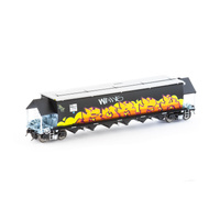 Auscision Models HO BGVF Grain Hopper, Black with SSR Logos, Grain Lids and Graffiti - Single Car