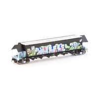 Auscision Models HO BGVF Grain Hopper, Black with SSR Logos, Grain Lids and Graffiti - Single Car