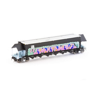 Auscision Models HO BGVF Grain Hopper, Black with SSR Logos, Grain Lids and Graffiti - Single Car