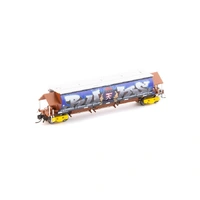 Auscision Models N Scale BGKF Grain Hopper SSR Black with XCS Bogies SSR Logo & Graffiti Single Wagon