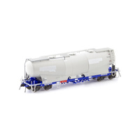 Auscision Models HO NPHH Cement Hopper, Pacific National Wagon Grime/Blue with Patch Job & Ground Operated Lids - 4 Car Pack