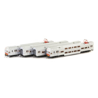 Auscision Models HO V Set SRA Candy, Red/Orange/White Nose with Candy L7 - 4 Car Locomotive Set