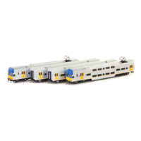 Auscision Models HO V Set CityRail Intercity, Blue/Yellow Nose with TfNSW Logos & Yellow Doors - 4 Car Locomotive Set