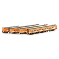 Auscision Models HO V/Line Orange/Grey with Green/White Stripes and V/Line Logo 4 Car Set