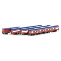 Auscision Models HO V/Line - Passenger MK1 Red/White/Blue without Bottom Stripes and with V/Line Logo 4 Car Set
