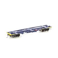 Auscision HO NQYY Container Wagon, FreightCorp/Pacific National Blue & Wagon Grime - 4 Car Pack