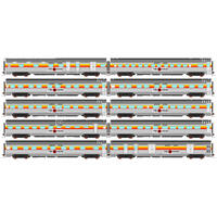 Auscision HO The Ghan MK1, Australian National Yellow/Red Stripe with Rectangle The Ghan Plate, 1987-1990 - 10 Car Set
