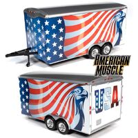 Auto World 1/18 Red/Blue/White Enclosed Trailer