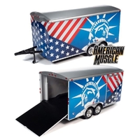 Auto World 1/18 Patriotic Enclosed Trailer Diecast