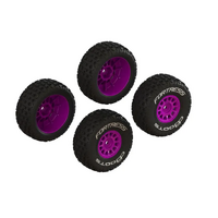Arrma dBoots Fortress Tyre Set Glued on Purple Wheels