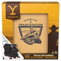 Classic Double 12 Coloured Dominoes with Mexican Train in Tin