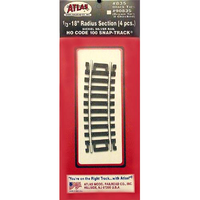 Atlas HO Set Track 1/3 18in Radius (4 Pces) ATL0835