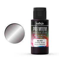 Vallejo 62053 Premium Colour Metallic Black 60 ml Acrylic Airbrush Paint