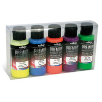 Vallejo Premium Colour Fluos Colors 5 Colour Set Acrylic Airbrush Paint