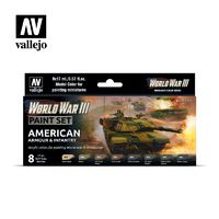 Vallejo Model Colour WWIII American Armour & Infantry Acrylic 8 Colour Paint Set