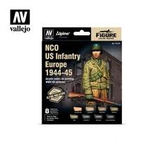 Vallejo Model Color Alpine NCO US Infantry Europe 1944-45 Acrylic Paint Set w/ Figure