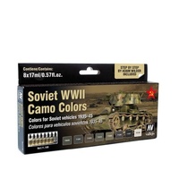 Vallejo 71188 Model Air Soviet AFV WWII Camo 8 Colour Acrylic Airbrush Paint Set