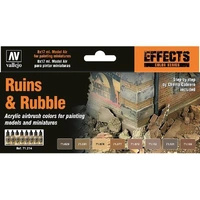 Vallejo Model Air Ruins & Rubble 8 Colour Acrylic Paint Set