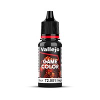 Vallejo Game Colour Black 18ml Acrylic Paint - New Formulation