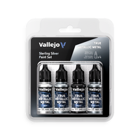 Vallejo True Metallic Metal Sterling Silver - 4 Colour Paint Set