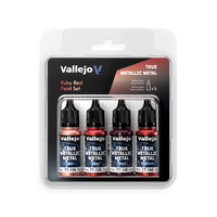 Vallejo True Metallic Metal Ruby Red - 4 Colour Paint Set