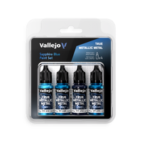 Vallejo True Metallic Metal Sapphire Blue - 4 Colour Paint Set