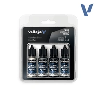Vallejo True Metallic Metal Obsidian Black - 4 Colour Paint Set