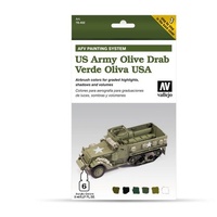 Vallejo Model Air AFV Set Verde Oliva USA 6 Colour Acrylic Paint Set