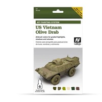Vallejo 78412 Model Air AFV US Vietnam Olive Drab 6 Colour Acrylic Paint Set