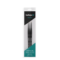 Vallejo Hobby Brushes: Detail Definition Set - Synthetic fibers (Sizes 4/0, 3/0 & 2/0)