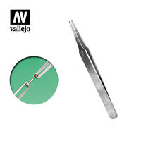 Vallejo Flat Rounded Stainless Steel Tweezers (120 mm)