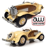 Auto World 1/18 35 Duesenberg SSJYK Gold & Chocolate Brown Diecast Car