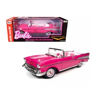 Auto World 1/18 Silver Screen Machines Barbie 1957 Pink Chevy Convertible Metal Diecast