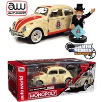 Auto World 1/18 1963 VW Beetle w/Mr Monopoly Resin Figure and Diecast Car