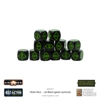 Bolt Action Order Dice: Jet Black (Green Symbols)