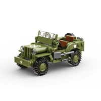 Build Army Willys Jeep WWII American Utility Truck Model Brick Kit