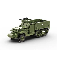 Build Army M3A1 Half Track WWII American Armoured Personnel Carrier Model Brick Kit